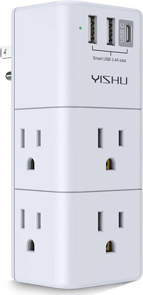 Yishu 705353896583 Usb Multi Plug Outlet Extender - Surge Protector With Rotating Yishu 705353896583 Usb Multi Plug Outlet Extender - Surge Protector With Rotating