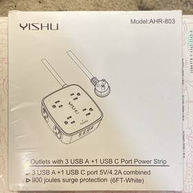 X004hcl0f7 Yishu 6ft Surge Protector Power Strip 8 Outlets W 4 Usb Ports 3 Side Extender
