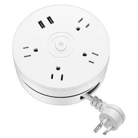 Yocosii 759784253187 Cord With 4 Universal Ac Cords 2 Smart Usb Retractable Power Strip Surge Prot