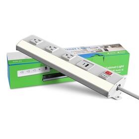 Youmaxm 765003497614 Multi-functional Power Strip With Under Cabinet Lights Bar 3 Ac Outlets And 2