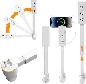 Yupurstyle 313055366350 180 Rotating Extendable Outlet Extender Stick Adjustable 17-27 Inch Power Socke
