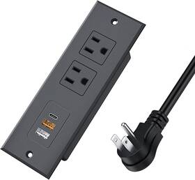 Jno6-03-11 Yyska Recessed Power Strip With Pd 20w Fast Charging Usb C Port Qc3.0 Usb-a Black