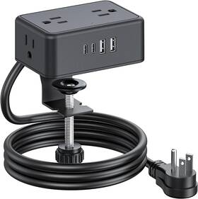 4ac-2a2c Yyska Lh02-206 Desk Clamp Power Strip 4ac Outlet 2usb-c Ports 2 Usb-a 2a 1c