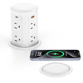 Pp01 Yyska Pop Up Countertop Outlet With 15w Wireless Charger 4 Usb Ports 8 Outlets