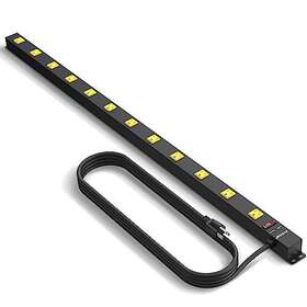 Zesen 721821100600 12 Outlet Heavy Duty Workshop Metal Long Power Strip Surge Protector With 15ft C