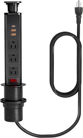 Zhangong 705353221354 New Pop Up Electrical Outlet 3 Ac 2 Usb-a 1 Usb-c 30w Fast Charging