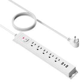 Zhangong 715787987252 Power Strip Surge Protector 15 Ft With Usb Ports Flat Plug 5 Ac Outlets Wall
