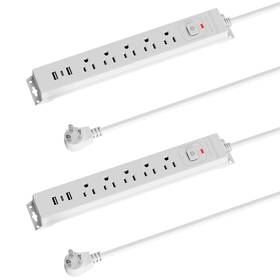Zhangong 715787987337 2-pack 10 Ft Power Strip Surge Protector With Usb Ports Flat Plug Extensio