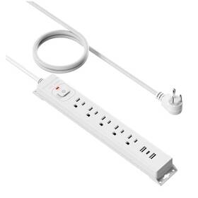 Zg-pcm-a5-15ft-wh4 Zhangong 15 Ft Power Strip Surge Protector With Usb Ports Flat Plug Extension 15ft