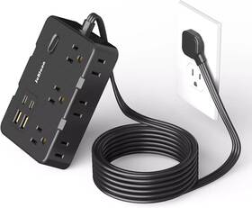 Zhishun 445028825823 Flat Plug Power Strip Surge Protector 5ft Ultra Thin Extension Cord With 4 Usb
