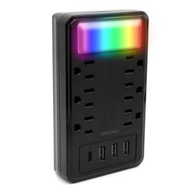Zhoorqi 085571819115 Multi Plug Outlet Extender 6 Ac Ports Usb C Fast Charge Surge Protector