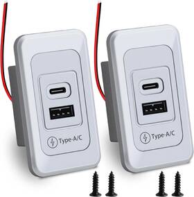 Zhsm 313056052085 2 Pack Rv Usb Outlet 12v-24v Wall Mount Dual Charger Usb-a And Usb-c Output