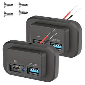Zimisi-zms-358 Zimisi 12v 24v Rv Usb Outlet Qc3.0 A Port And Pd Type-c Quick 2pcs Black