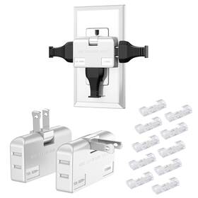 Zohojov 764143671885 Flat Outlet Extender 3 Way Adapter With 10 Pack Wire Fixing Groove -