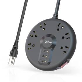Pcnb-888 Zsimc Power Strip 6 Outlets And 3 Usb Ports 6.5ft Long Black