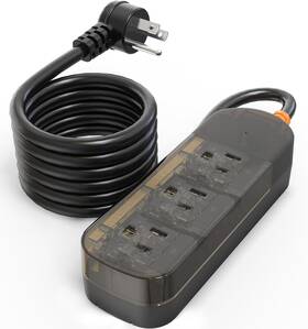 Zj069-5ft-001 Zzj Outdoor Power Strip Weatherproof Transparent Surge Protector With 5ft Black