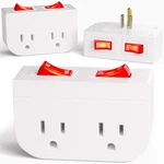 3PACK - Powawini Grounded Outlet With Double On Off Switch, Two Port White. Fixed Price $22.21.
