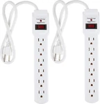 Amazonbasics 6-OUTLET Surge Protector Power Strip 2-PACK White 1601- (C232). Fixed Price $17.84.
