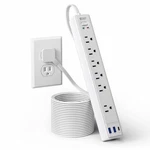 Extension Cord With Multiple Outlets, Superdanny Flat Plug 10FT, White. Fixed Price $28.88.