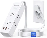 Flat Plug Power Strip Surge Protector, 5/10FT Ultra Thin Extension Cord 9 Outlet. Fixed Price $17.19.
