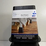 Mainstays Bed Risers 4 Pack Black 5.25IN Height 100% Recycled Plastic. Fixed Price $6.00.