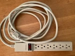 Six-outlet Power STRIP,120V, 15FT Cord, FEL99026. Fixed Price $14.00.