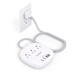 Flat Plug Power Strip, 5FT Ultra Extension Cord - 3 Outlets 4 Usb Ports .... Fixed Price $22.17.