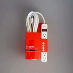 New Staples 15' Cord 6-OUTLET Power Strip, White. Fixed Price $14.99.