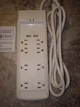 Ce Tech RJ45 White 8 Outlet Usb Power Strip Surge Protector With 6FT Cord. Fixed Price $14.95.