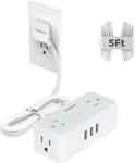 Ultra Thin 5FT Flat Extension Cord, Tessan Surge Protector Plug Power Strip. Fixed Price $15.99.