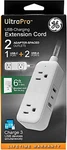 Ge 2-OUTLET Extension Cord Usb-a Usb-c 12W 6' Braided White/gray: Flat Plug. Fixed Price $19.00.