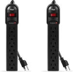 Kmc 6-OUTLET Surge Protector Power Strip 2-PACK, 600 Joule, Balck. Fixed Price $15.77.