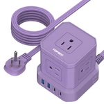 Toprek Power Strip With Usb, 10 Flat Extension Cord 5 Ft, Purple. Fixed Price $33.71.