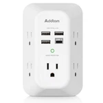 Addtam Usb Wall Charger Surge Protector 5 Outlet Extender With 4 1C3A, White. Fixed Price $17.03.