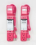 Cyberpower 2-PACK 6-OUTLET 500-J Surge Protector With 2-FT Cord, Hot Pink. Fixed Price $12.99.