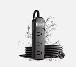 IPX6 Outdoor Power Strip Weatherproof - Ft Extension Cord 3 Wide Outlets 1875W. Fixed Price $14.99.