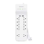 Cuberpower 10-OUTLET Surge Protector With Usb-a & Usb-v 4 Ft. Cord, White. Fixed Price $16.99.