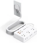 Flat Plug Power Strip Surge Protector, 5FT Ultra Thin Extension Cord With 4 Usb. Fixed Price $14.35.