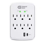 6-OUTLET Wall Mounted Surge Protector With 1 Usb-a And Usb-c, White. Fixed Price $29.99.
