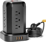Flat Plug Power Strip Surge Protector - 5 Ft Electric Extension Cord Black Tower. Fixed Price $30.12.