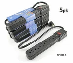 5-PACK 6 Outlet Vertical Surge Power Strip, 90 Joules, W/ Degree 2FT Cable. Fixed Price $35.99.