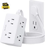 6FT Flat Plug Small Power STRIP,3-SIDE White Extension Cord With Wide Outlets. Fixed Price $14.86.