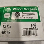 Hillman 40168 12 X 3 Zinc Flat Head Phillips Wood Screws Steel. Fixed Price $12.95.