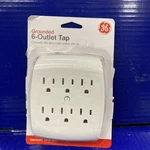 6-OUTLET Extender Wall Tap Grounded Adapter Charging Station Damaged Box. Fixed Price $14.88.