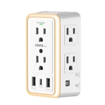 Usb Wall Charger Surge Protector, Super Electro 6 Outlets, 3 Ports, Night Li. Fixed Price $25.58.