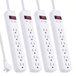 3 Ft. 6-OUTLET Power Strip Surge Protector, White (4-PACK). Fixed Price $18.20.