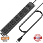 Hhsoet Wall Magnetic Power Strip, Under Desk 6 Outlet Mountable Socket, Me. Fixed Price $46.08.