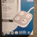 Utilitech 6-FT Surge Protector, 3 Outlets, Usb-c & Usb-a Ports, Flat Plug, 245J. Fixed Price $8.49.