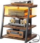 4-TIER Av Media Stand With Power Strips, Stereo Led Lights, Audio Tow. Fixed Price $208.99.