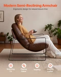 Accent Modern Pu Leather Armchair, Cozy Upholstered Brown. Fixed Price $222.99.